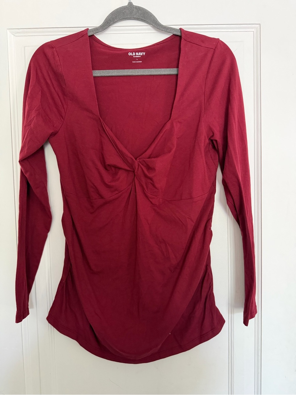 Old Navy Women's Maternity Long-Sleeve Twist Front Top - Burgundy
